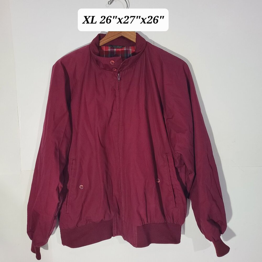 Vtg 80s/90s Saddlebred Flannel Lined Red Men's Harrington Jacket Size Large EUC